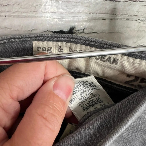 Rag & Bone Women's Skinny Slim Gray Wash Buxton Stretch Jeans Mid RIse Size 25 - Picture 6 of 10